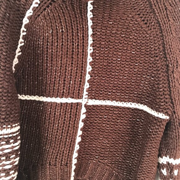 BDG Urban Outfitters cable knit brown sweater oversize cropped women's XS chunky - Picture 4 of 11